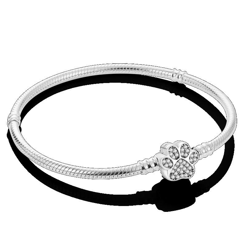 925 Silver Bracelet Butterfly Flower Clover Green Cat Claw Love Zircon Jewelry Gifts for Women 17-20CM