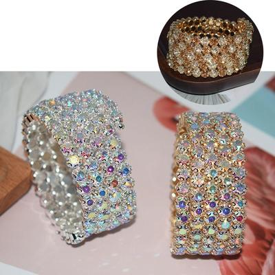 Strass bijoux de mariée Bracelets en cristal cinq rangées Bracelets main poignet Bracel Bracelets de mariage