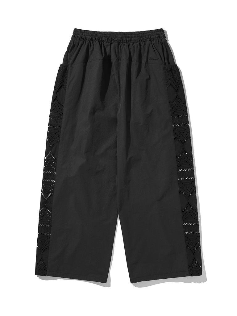 HELEMENT Women'S Eyelet Wide Pants (Black)