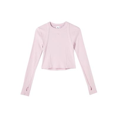 Long Sleeve Breathable Slim Fit Crew Neck T-Shirt Women Tops Light-Purple 627754-60