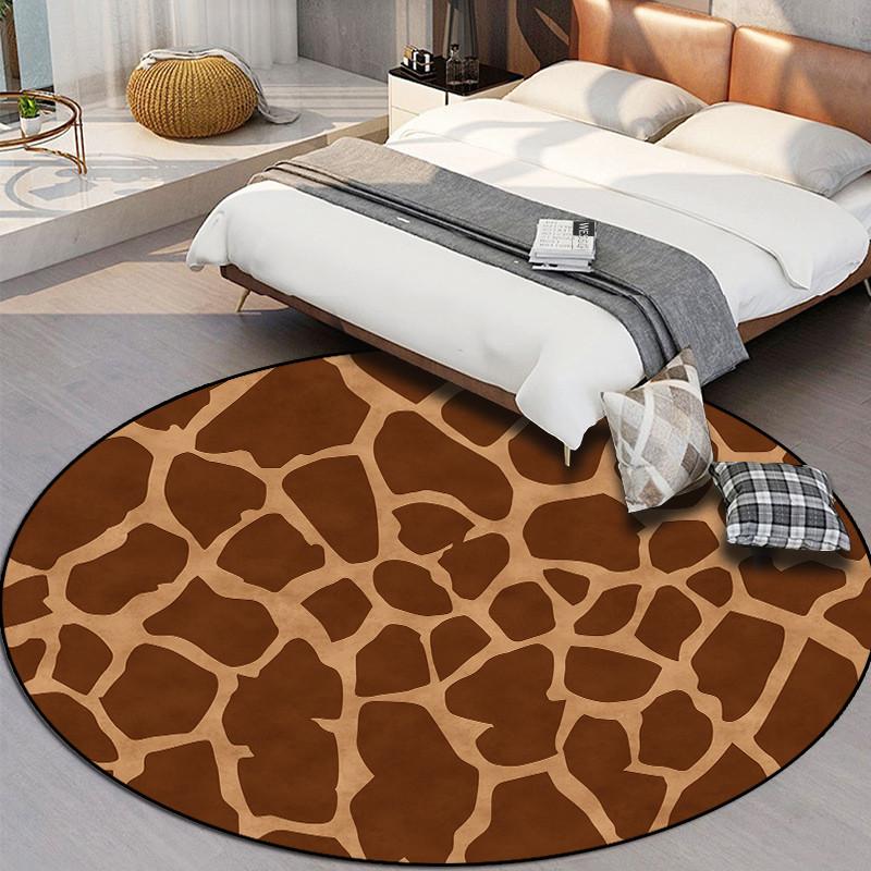 Animal Print Circular Floor Mat Stripe Pattern Carpet Home Living Room Decoration Anti Slip Floor Mat Door Mat