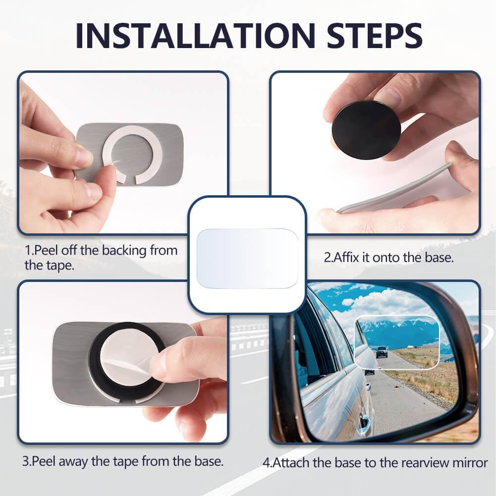 Blind Spot Mirror, Amfor HD Glass Convex Lens Frameless Adjustable Blind Spot Mirror for All Universal Vehicles Car Stick-on Design (2 PCS)