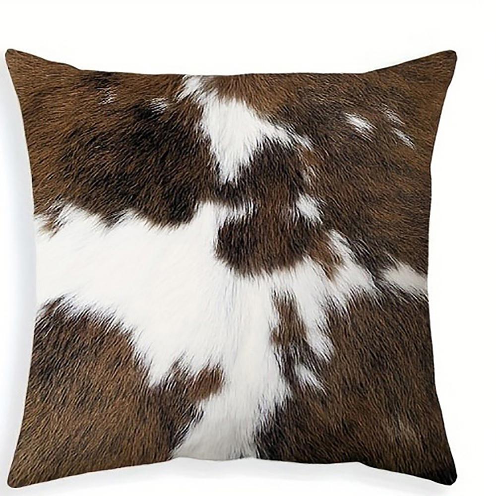 

Brown and White Cowhide Patterned PillowcasesSuitable for sofa car bedroom decorative cushion cover pillow cover 18x18Inch