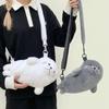 Soft Fluffy Cute Seal Shoulder Bag Cartoon Adjustable Straps Crossbody Bag Fabric Lightweight Phone Bag Women's Accessories