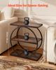 End Table, 3-Tier Narrow Side Table with Open Storage Shelves, Modern Nightstand Bedside Desk with Round Metal Frame, Wood Sofa Coffee Desk for Living