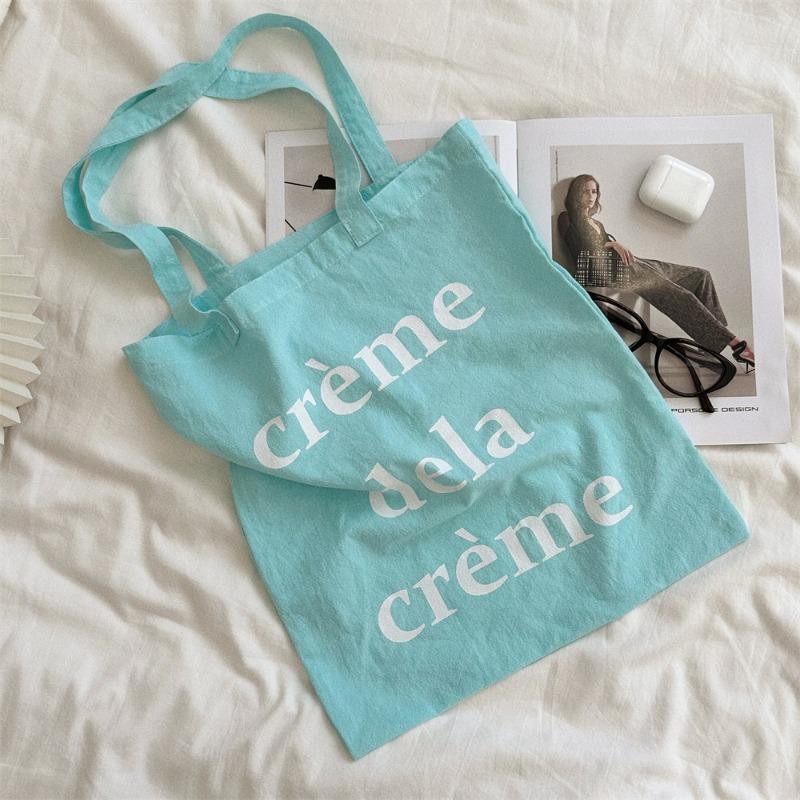 

7 summer thin canvas bag mint green canvas bag printed alphabet bag leisure travel shoulder bag мятный зеленый