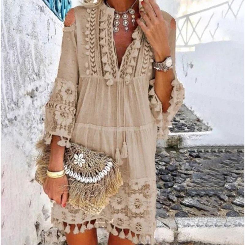 

Spring and Summer Amazon European Foreign Trade Cross-Border Women clothes Fashion Bohemian Beach Vacation Jumpsuit Skirt DRESS Khakis XL