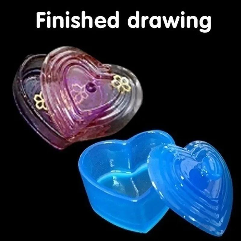 

1 Pcs Jewelry Crafts Casting Mold DIY New Silicone Heart-shaped And Square Storage Box Mold Resin світло-сірого кольору