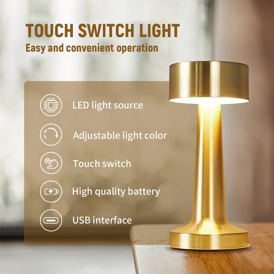 USB Rechargeable Touch Senso Lamp Room LED Bedside Decorative Table Lamp Restaurant Bar Desktop Mood Lighting Night Lights Decor