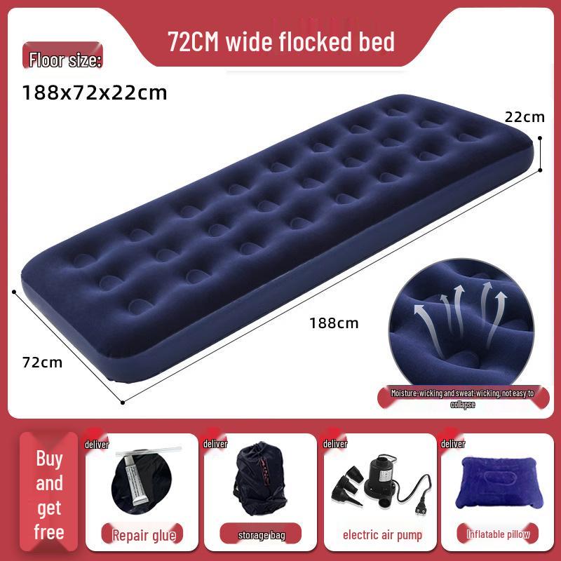 Inflatable Plush Mattress - Single/Double Foldable Floor Bed for Home Use
