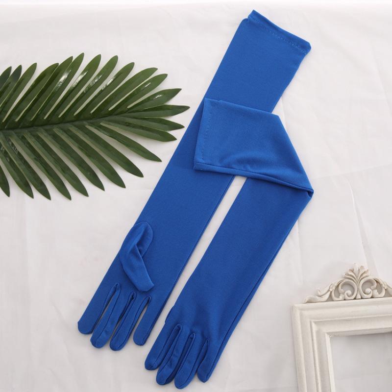 45cm Matte High Elasticity Long Solid Gloves Multiple Colour Driving Cycling Sun Protection Stage Performance Cosplay Dinner