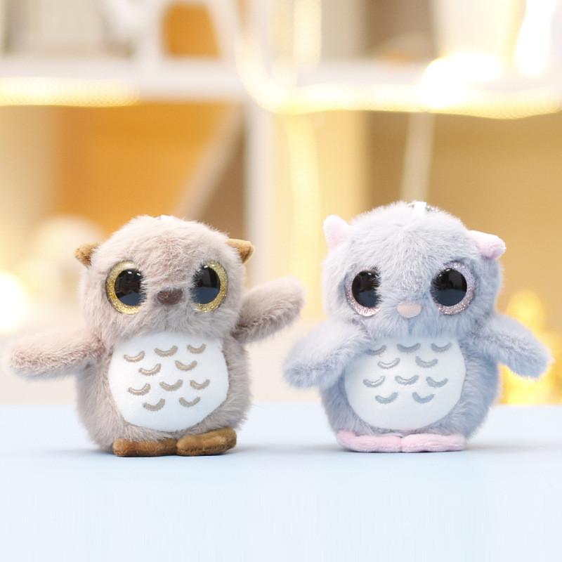 Portachiavi Gufo di Peluche con Morbido Peluche Corto per Bambini e Collezionisti