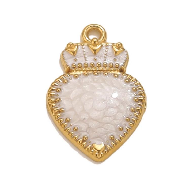 

Stainless Steel Crown Heart Charm Pendant Jewelry Component For Bracelet Crafting Handmade Necklace Accessories білий