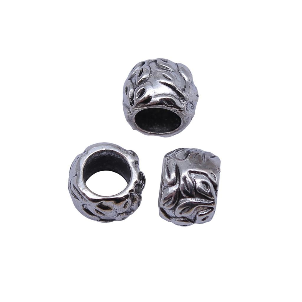 Vintage Floral Pattern Cylinder Beads Antique Style Large Hole Spacers For DIY