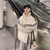 Winter Korean Loose Femme Bread Coat For Student Striped Thick Jaket Women Parkas Pink Black Outwear Clothes