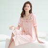 Fenteng 100% Pure Cotton Lace V-Neck Short-Sleeved Cropped Pants Home Suit Set Pajamas