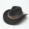 Western cowboy hat autumn and winter outdoor travel knight hat Tibetan ethnic style feather jazz hat top hat