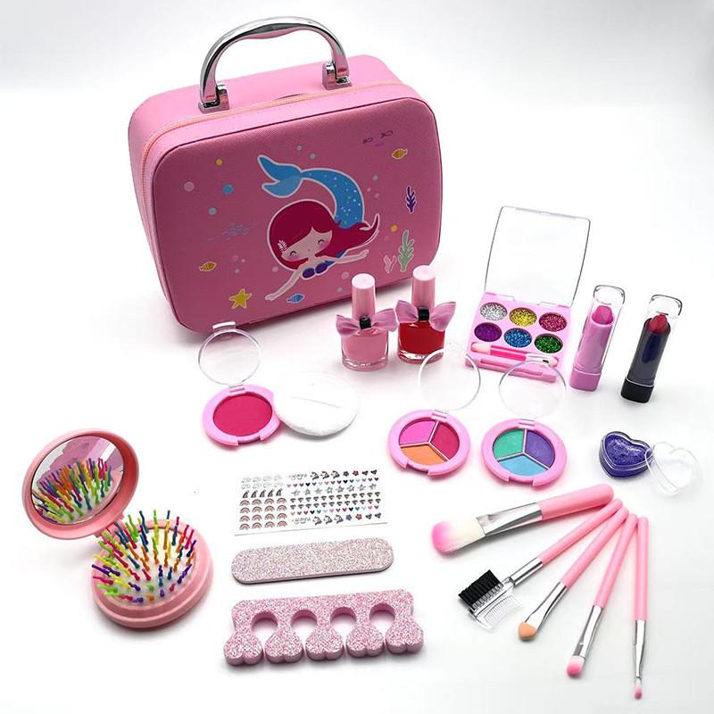 Pattern Mermaid Children Makeup Beauty Handbag With Nail Polish Lipstick Comb