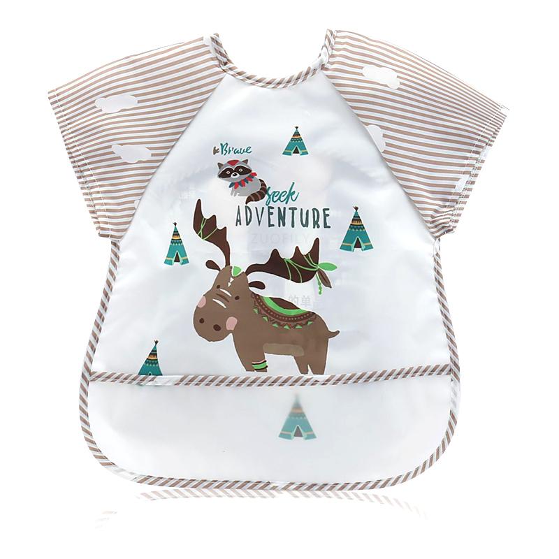 Cute Baby Bibs Toddler Baberos Bavoir Waterproof Long Sleeve Apron Cartoon Animals Children Feeding Smock Bib Baby Stuff 0-3Y