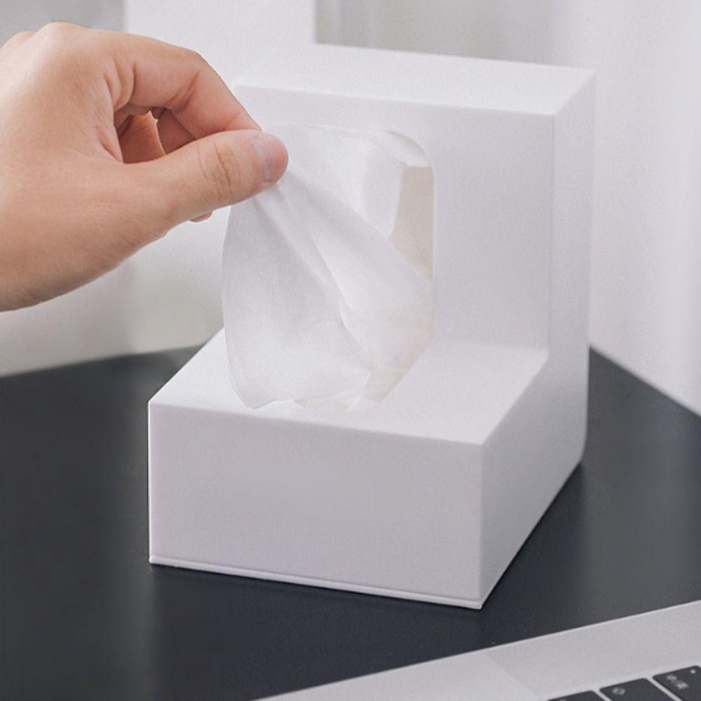 

Modern Desktop Right Angle Tissue Box Paper Tray Double-Sided Paper Storage Case