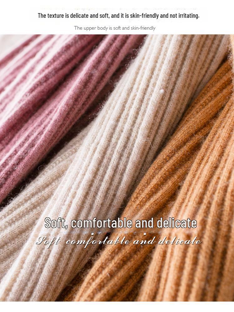 Robe Pull en Laine Coréenne pour Femme Automne/Hiver 2022, Couleur Unie, Col Semi-Montant, Longueur au-Dessus du Genou