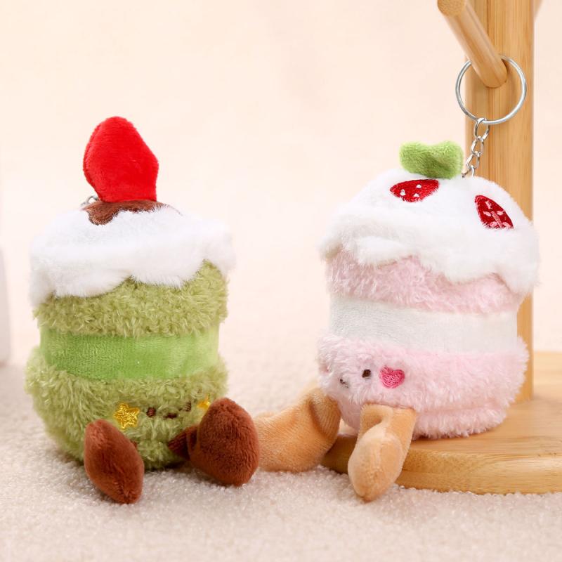 Creative Cartoon Cake Plush Keychain Cute Cartoon Dessert Plush Toy Keychain Backpack Decoration Car Pendant Accessories Gifts
