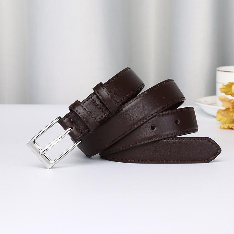 Simple And Versatile Fashion Light Luxury Chic Style Belt Women'S Leather Pin Buckle First Layer Cowhide High-End Belt Women'S