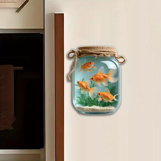 2D Acryl Kühlschrankmagnet London Goldfisch Topfpflanzen Sonnenblumenstrauß Kühlschrankmagnet Haus Küche Schrank Spind Dekoration