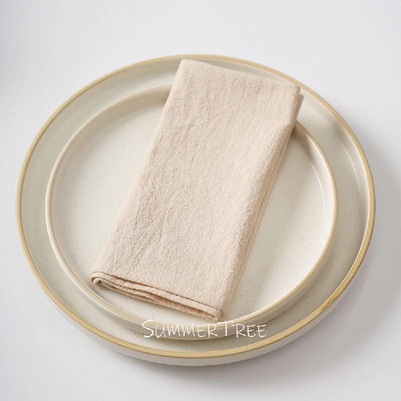 12 Stück 40x40cm Gewaschene Baumwolle Einfarbig Stoff Servietten Vintage Weich Langlebig Geschirrtücher Tischsets für Zuhause Küche Hochzeit Tischdekoration