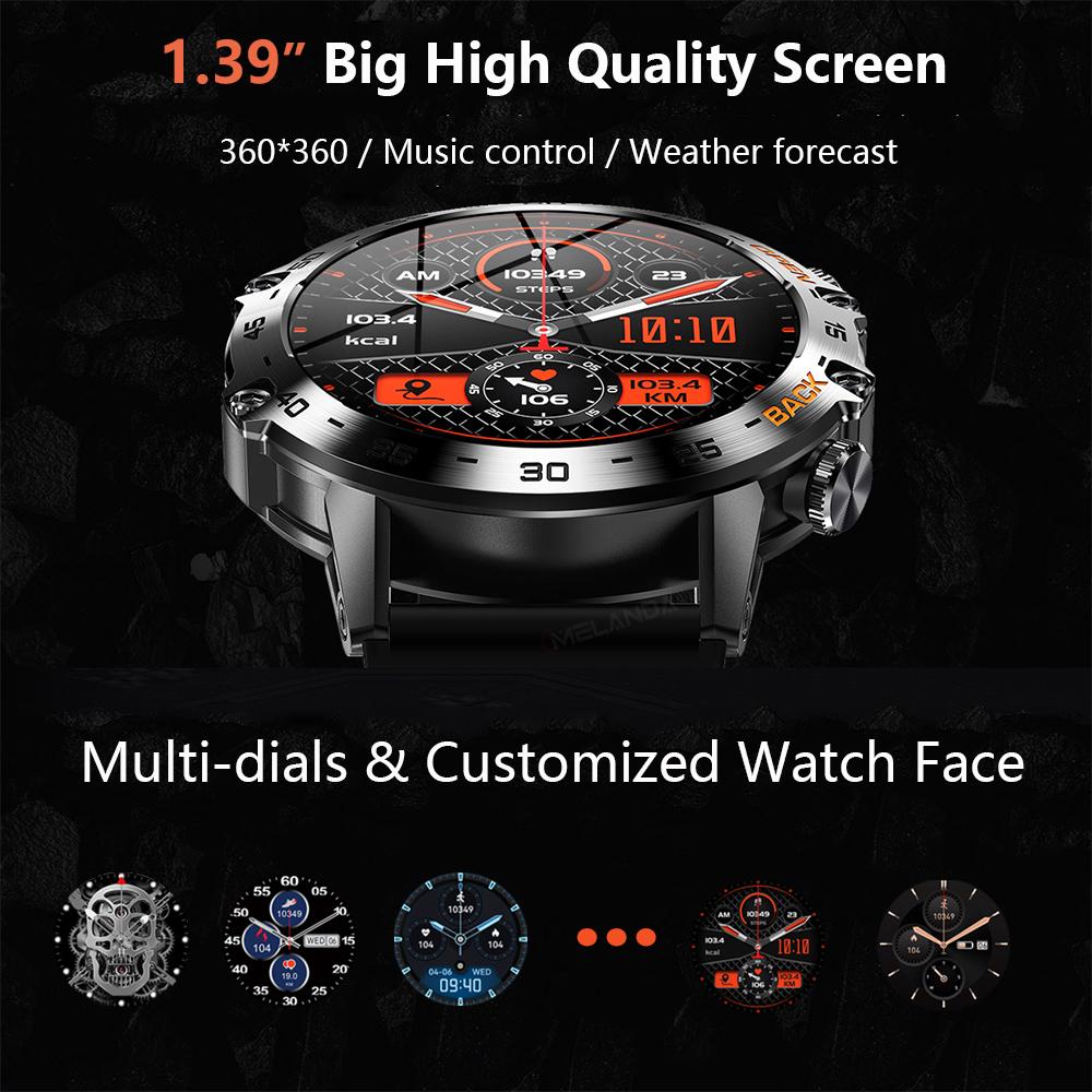 Melanda Bluetooth Call Smart Watch with 1.39" Display, Sports Fitness Tracker, IP68 Waterproof, 400mAh, Compatible with Android and iOS