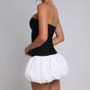 European and American Style Women's Backless Slimming Flower Bud Lantern Puffy Dress
