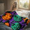 Pumpkin Bat Pattern Flannel Blanket Warm Soft Halloween Christmas Decorative Couch Warm Cozy All-Season Gift