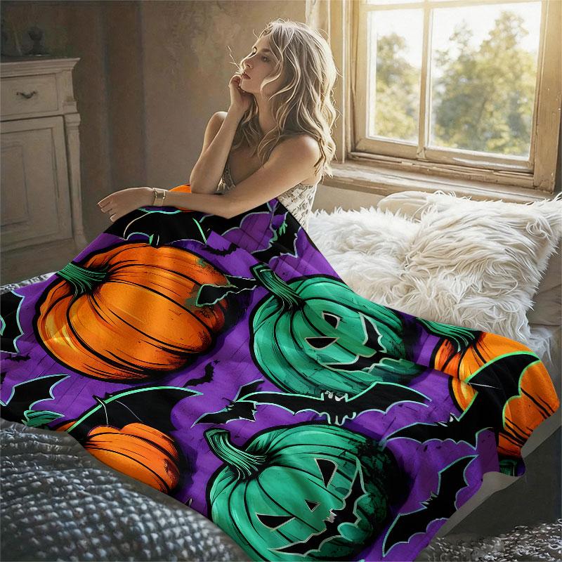 Pixel Space Alien Flannel Blanket Warm Soft Halloween Christmas Decorative Couch Warm Cozy All-Season Gift