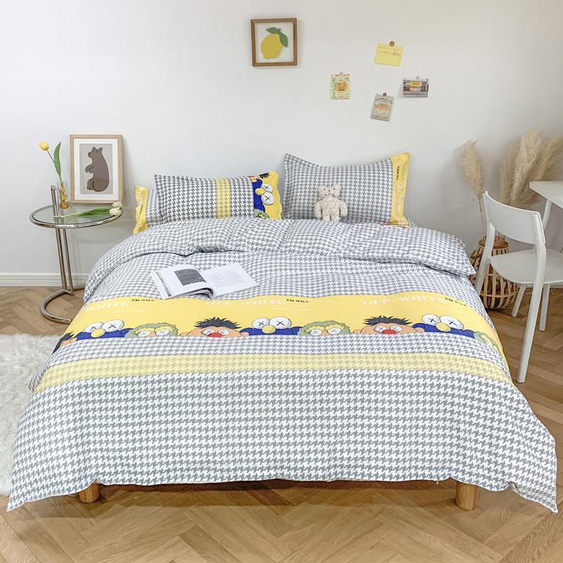 Kawaii Bumping Rabbit Cartoon Bedding Set Duvet Cover Sheet Pillow Cases Bed Linen Set