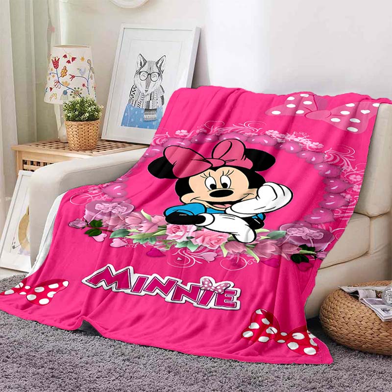 Multi-Sizes Minnie Mouse Cartoon Print Blanket Warm Soft Flannel Material Suitable for All Seasons Adult Children Luxury Gifts