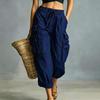 Women’s Loose Fit Straight Leg Cargo Pants with Drawstring Waist and Multiple Pockets for Casual Jogger Style Outdoor Work