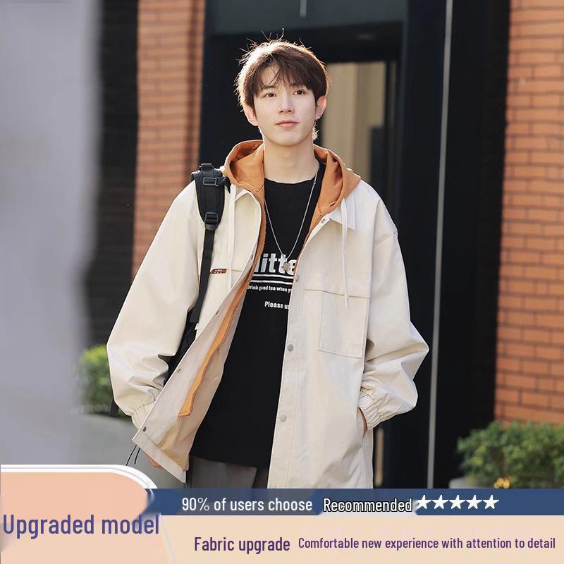 JSEN 2025 Unisex Hooded Mountaineering Jacket - Autumn Wear-Resistant Fake Two-Piece Outdoor Outerwear