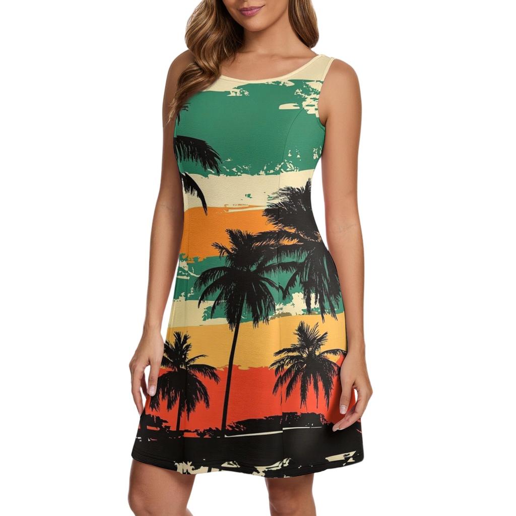 Women's Casual Fashion Beach Printed Tank Dresses