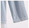 Summer Korean Style Plus Size Wide-Leg Women's Jeans - High-Waisted, Elastic Waist, Cuffed Loose Fit
