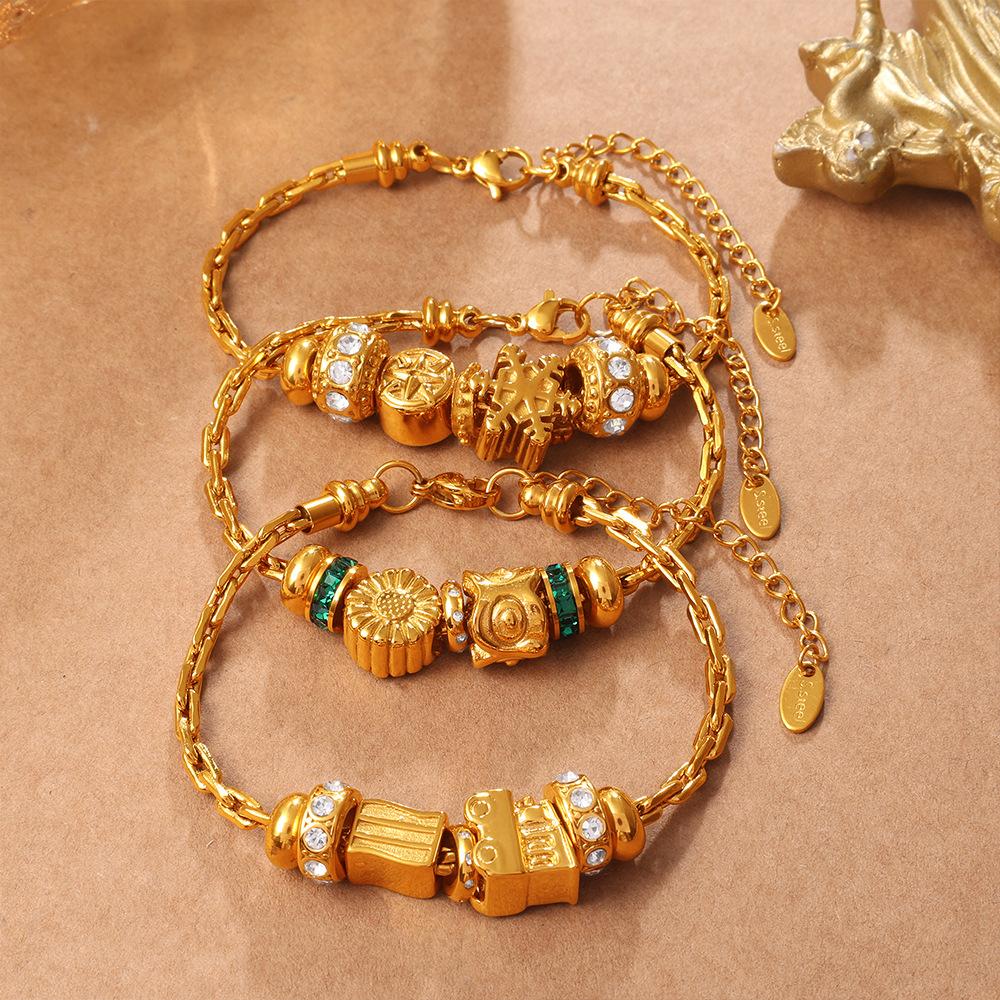 Premium Texture Beaded Bracelet Multi-Element Niche Design Snowflake Octagram Diamond Jewelry