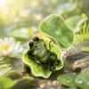 Home Ornaments Desktop Decoration Lotus Leaf Frog Rotating Toys Laying Frog Statue  Tea Table