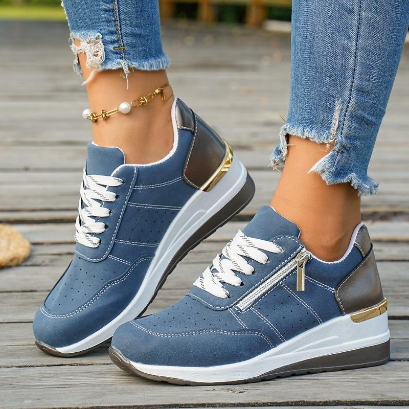 New Women's Lace-up Shoes, Large-sized Thick-soled Casual Low-top Sporty Single
