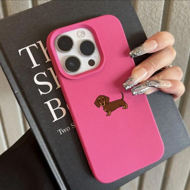 Phone Case For iPhone 11 12 13 14 15 16 17 Pro Max XS X XR 16E 16 Plus 17 Air Minimalist Brown Dachshund Pattern Soft TPU Cover