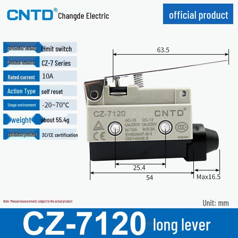 CNTD CZ Limit TZ Micro Switches: Models CZ-7310, 7311, 7121, 7120, 7141, 7144.