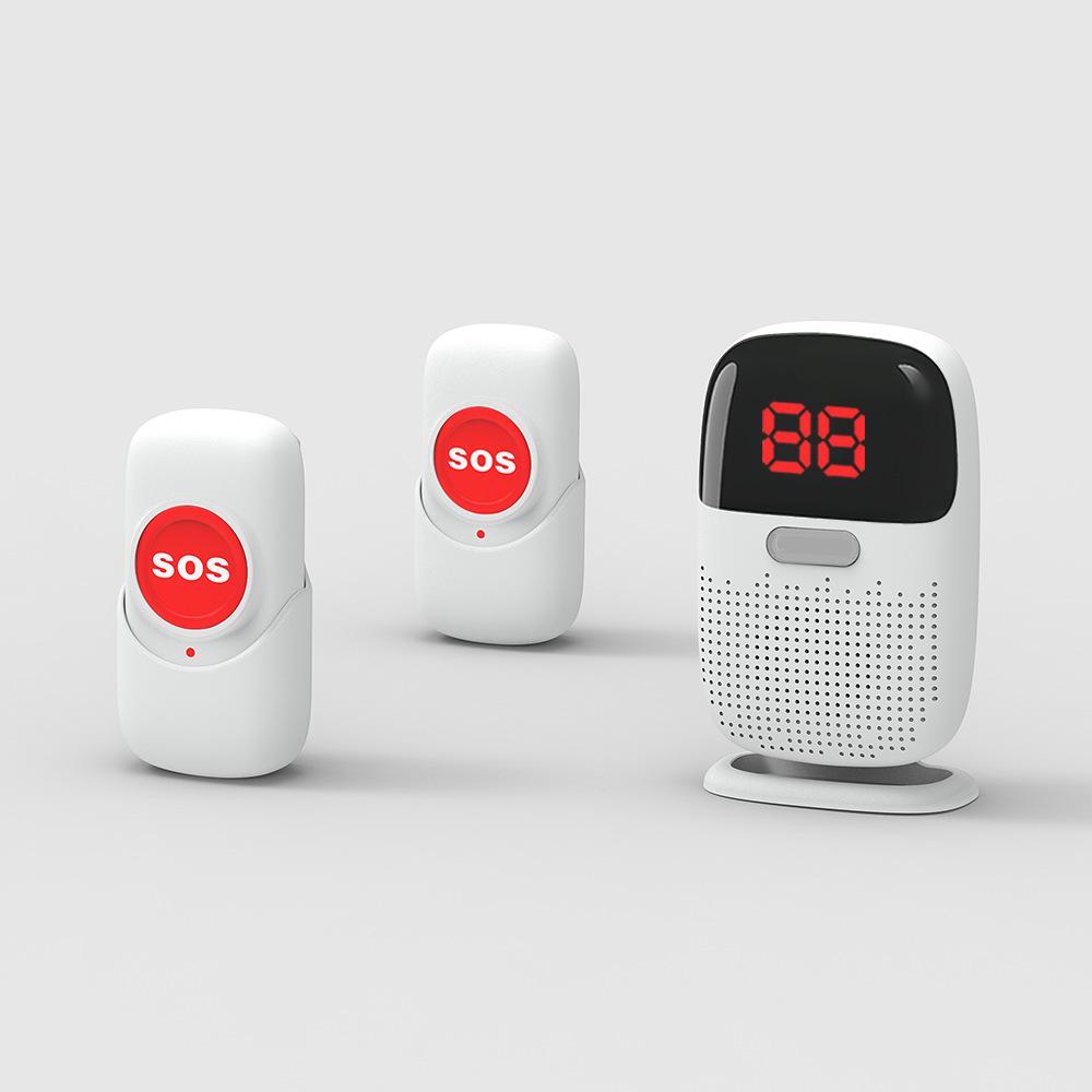 Pulsante di chiamata d'emergenza wireless impermeabile per anziani con lunga portata, ricaricabile, con funzioni lampeggianti e di vibrazione