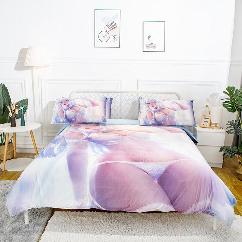 Customized Sexy Anime Pattern Duvet Cover Set Single/twin Size Bedding Set Anime Cartoon Print Quilt Cover Set 3pcs
