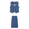 Demana Retro Denim Vest & Skirt Two-Piece Set