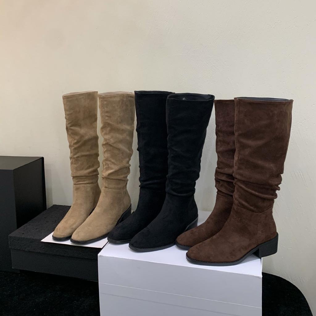 Coarse heel French retro western cowboy boots women's boots autumn and winter 2025 new tall stacked knight boots