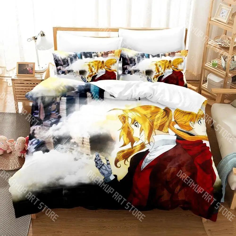 Fashion Fullmetal Alchemist Bedding Set Single Twin Full Queen King Size Bed Set Kids Bedroom Duvetcover Sets Bed Sheet Set