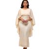European & American Women's Spring Chiffon Cape Sequin Long Skirt Party Dress